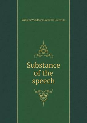 Book cover for Substance of the speech