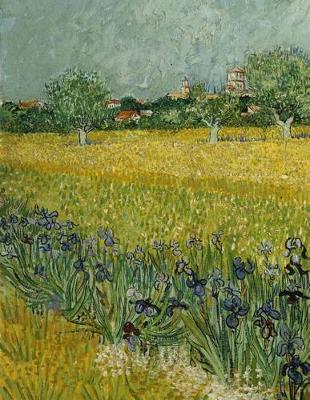 Book cover for Field with Irises Near Arles, Vincent Van Gogh. Graph Paper Journal