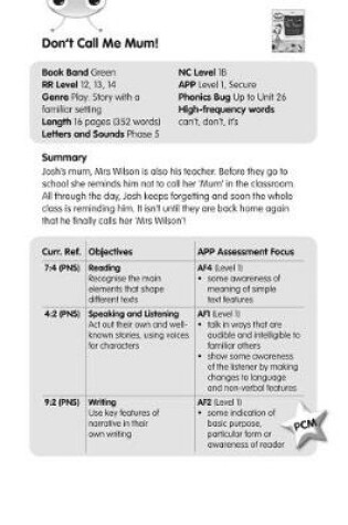 Cover of BC JD Plays Green/1B Don't Call Me Mum! Guided Reading Card