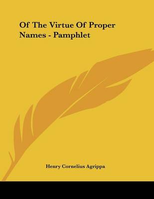 Book cover for Of The Virtue Of Proper Names - Pamphlet