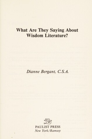 Cover of What are They Saying About Wisdom Literature?