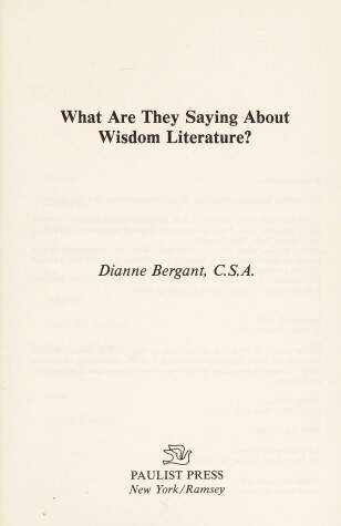 Book cover for What are They Saying About Wisdom Literature?