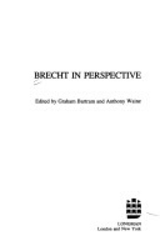 Cover of Brecht in Perspective