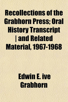 Book cover for Recollections of the Grabhorn Press; Oral History Transcript and Related Material, 1967-1968