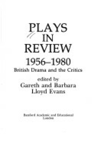 Cover of Plays in Review, 1956-80