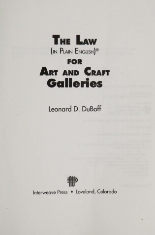 Cover of The Law (In Plain English) for Art and Craft Galleries