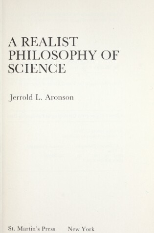 Cover of A Realist Philosophy of Science