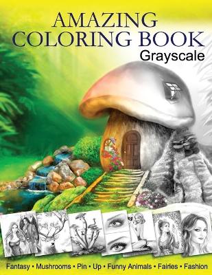 Book cover for Amazing Coloring Book. Grayscale