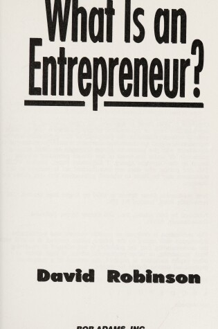 Cover of What is an Entrepreneur?