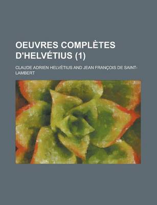 Book cover for Oeuvres Completes D'Helvetius (1)