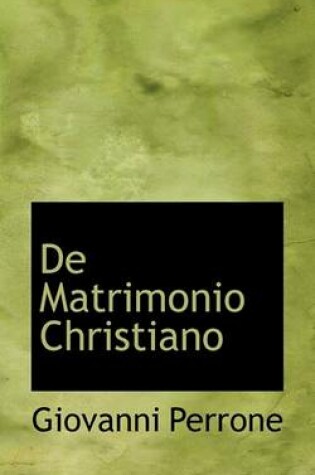 Cover of de Matrimonio Christiano