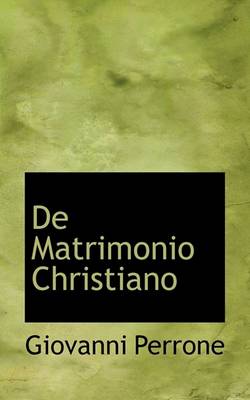 Book cover for de Matrimonio Christiano
