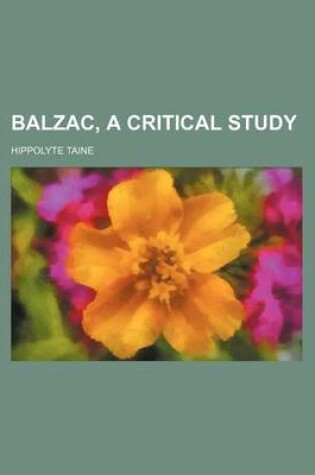 Cover of Balzac, a Critical Study