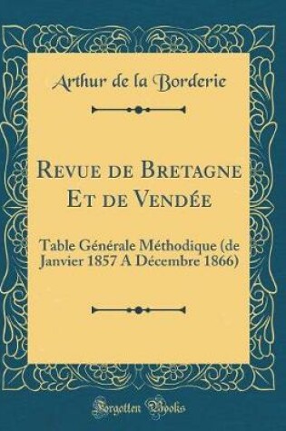 Cover of Revue de Bretagne Et de Vendee