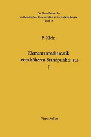 Cover of Elementarmathematik Vom Hoeheren Standpunkte Aus