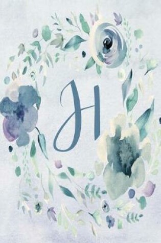 Cover of Notebook 6"x9", Letter H - Blue Purple Floral Design