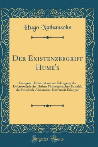 Cover of Der Existenzbegriff Hume's