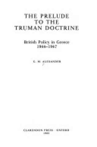 Cover of Prelude to the Truman Doctrine