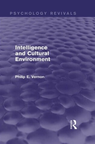 Cover of Intelligence and Cultural Environment