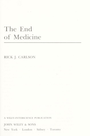 Cover of The End of Medicine