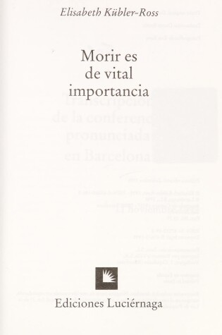 Cover of Morir Es de Vital Importancia