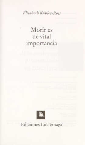 Book cover for Morir Es de Vital Importancia