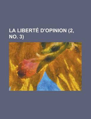 Book cover for La Liberte D'Opinion