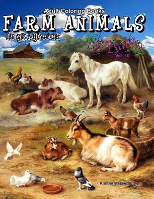 Cover of Adult Coloring Books Farm Animals in Grayscale