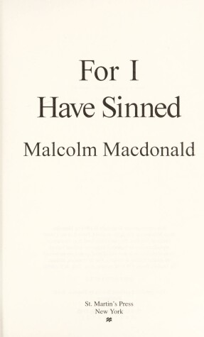 Book cover for For I Have Sinned