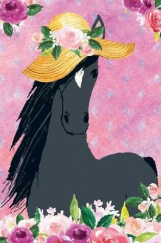 Cover of Journal Notebook For Horse Lovers Chic Black Horse In a Sun Hat