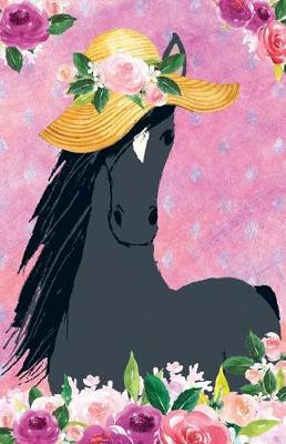 Cover of Journal Notebook For Horse Lovers Chic Black Horse In a Sun Hat