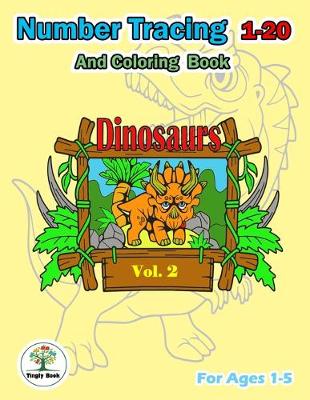 Book cover for Tracing number 1-20 & dinosaurs coloring book