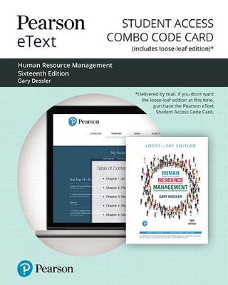 Book cover for Pearson Etext for Human Resource Management -- Combo Access Card