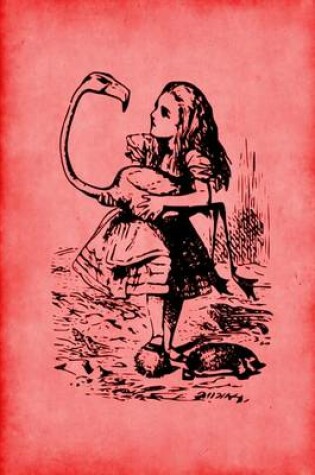 Cover of Alice in Wonderland Journal - Alice and The Flamingo (Red)