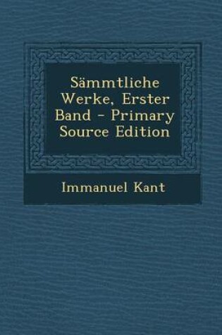 Cover of Sammtliche Werke, Erster Band