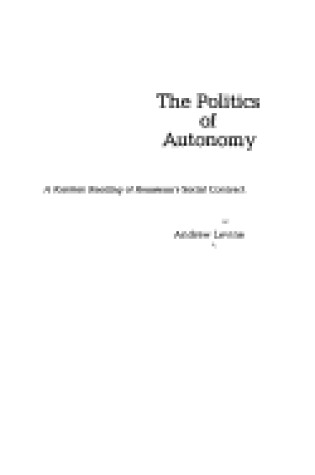 Cover of The Politics of Autonomy