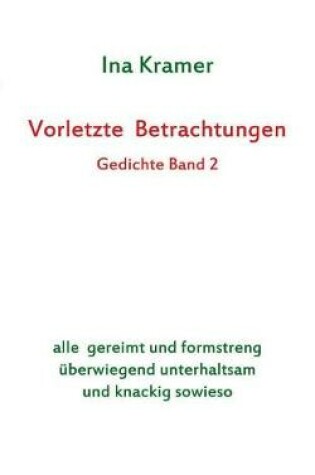 Cover of Vorletzte Betrachtungen