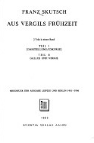 Cover of Aus Vergils Fruehzeit