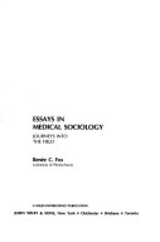 Cover of Essays in Medical Sociology