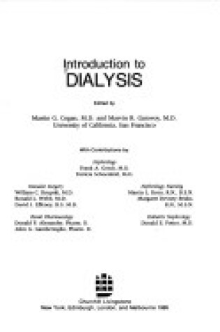 Cover of Introduction to Dialysis