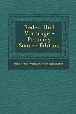Cover of Reden Und Vortrage