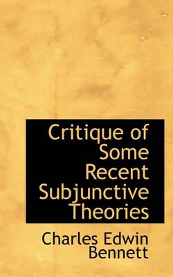 Book cover for Critique of Some Recent Subjunctive Theories