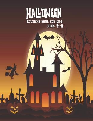 Book cover for Halloween coloring books for kids ages 4-8