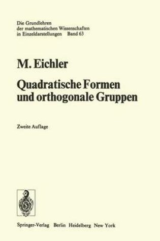 Cover of Quadratische Formen und Orthogonale Gruppen