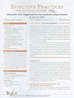 Cover of Outreach: New Opportunities for Academic Departments