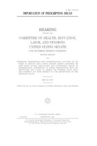 Cover of Importation of prescription drugs