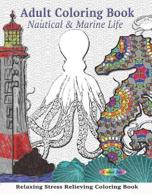 Book cover for Nautical & Marine Life adult coloring book