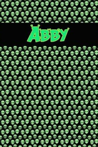 Cover of 120 Page Handwriting Practice Book with Green Alien Cover Abby