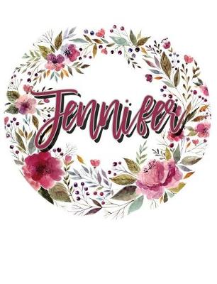 Book cover for Jennifer Floral Wreath Personalized Notebook