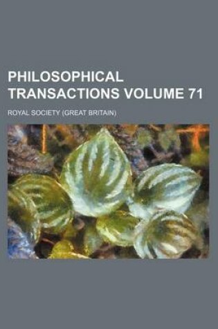 Cover of Philosophical Transactions Volume 71